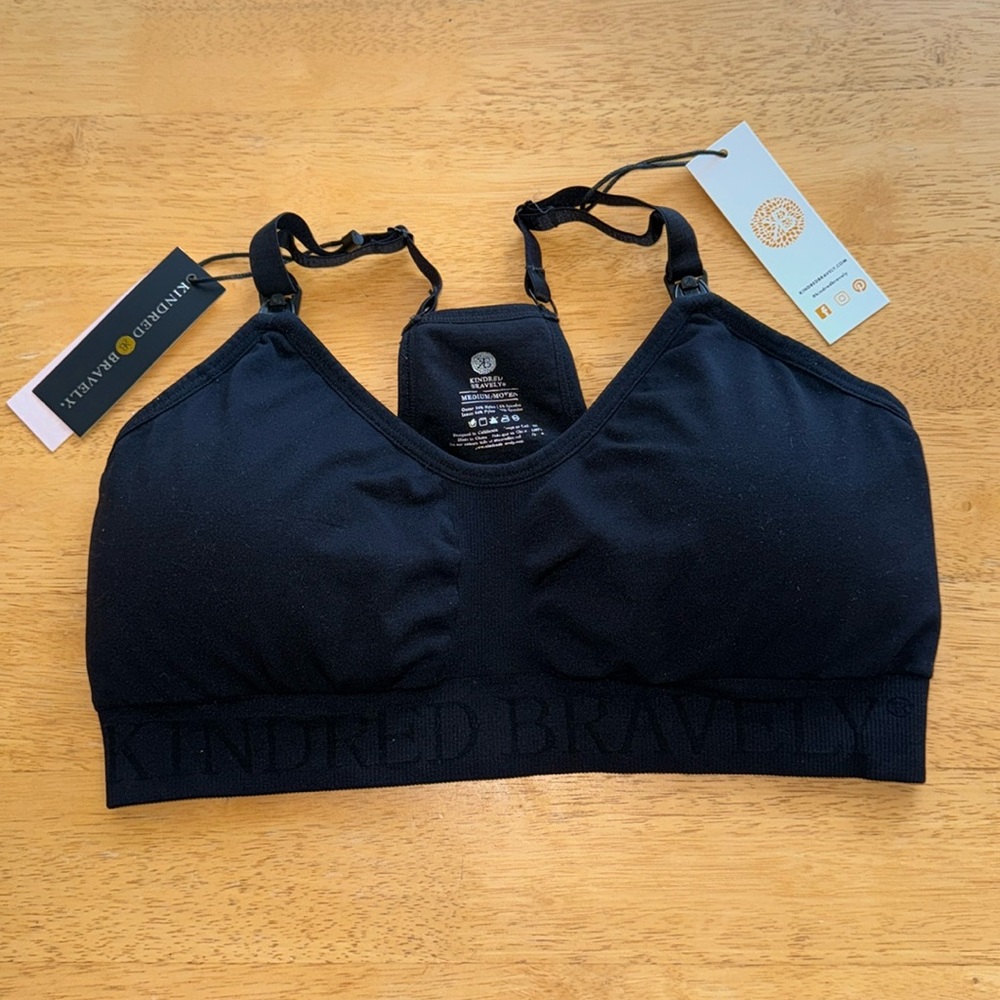 NWT Sublime Hands-Free Pumping & Nursing Sports Bra - Size Medium - Black